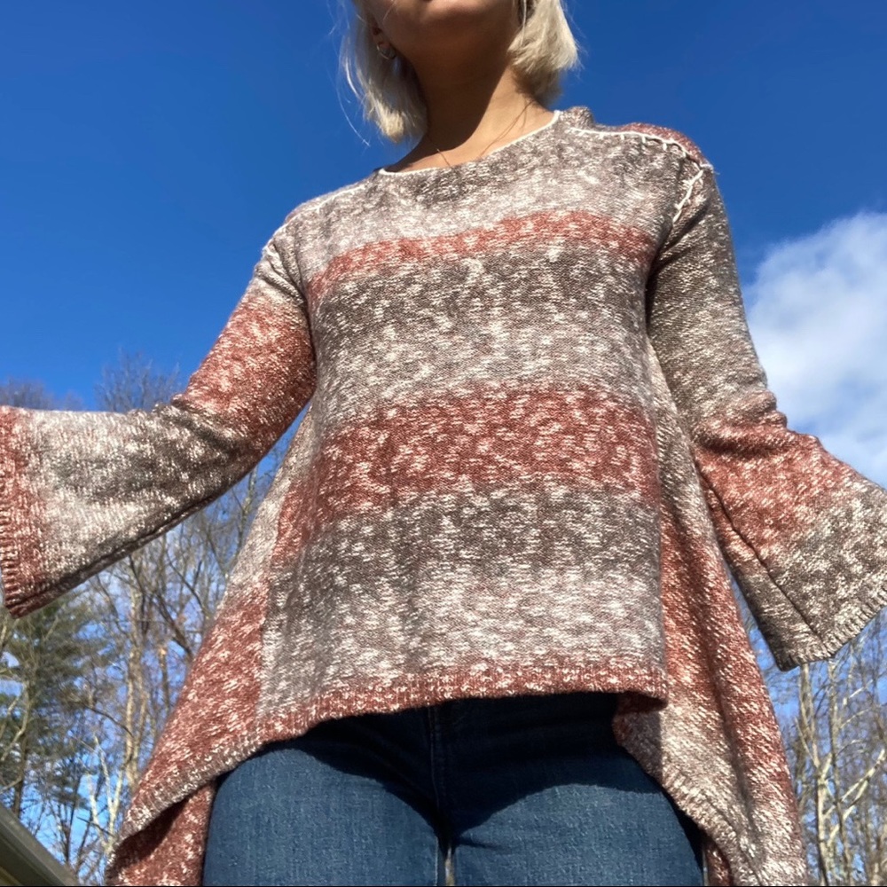 Knox Rose Flare Sleeve Striped Sweater - S